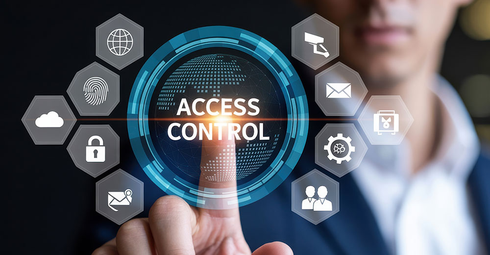 Person selecting Access Control on a virtual security interface