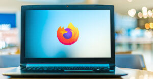 Firefox logo on laptop computer screen